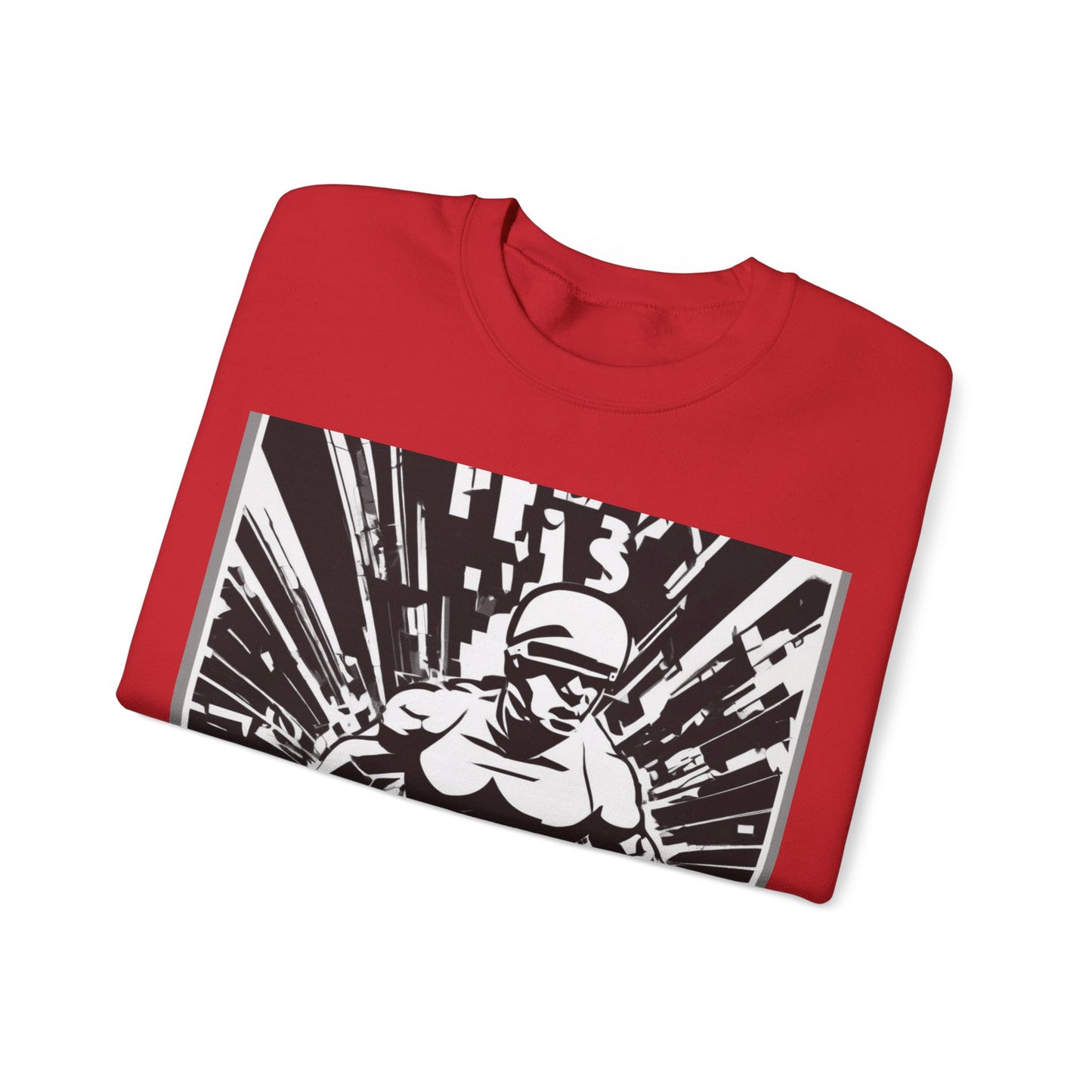 boostlete-field-day-scene-sprinter-halftone-bold-0148 — Unisex Heavy Blend Crewneck Sweatshirt (Gildan)