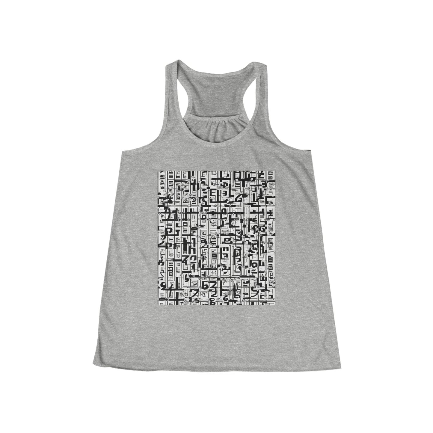 boostlete-boost-mode-pattern-plate-number-engraved-0103 — Women's Flowy Racerback Tank (B+C 8800)