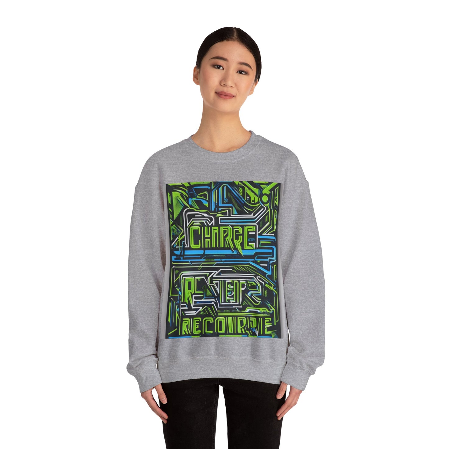 boostlete-pr-season-type-charge-train-recover-outline-over-solid-geometric-0129 — Unisex Heavy Blend Crewneck Sweatshirt (Gildan)