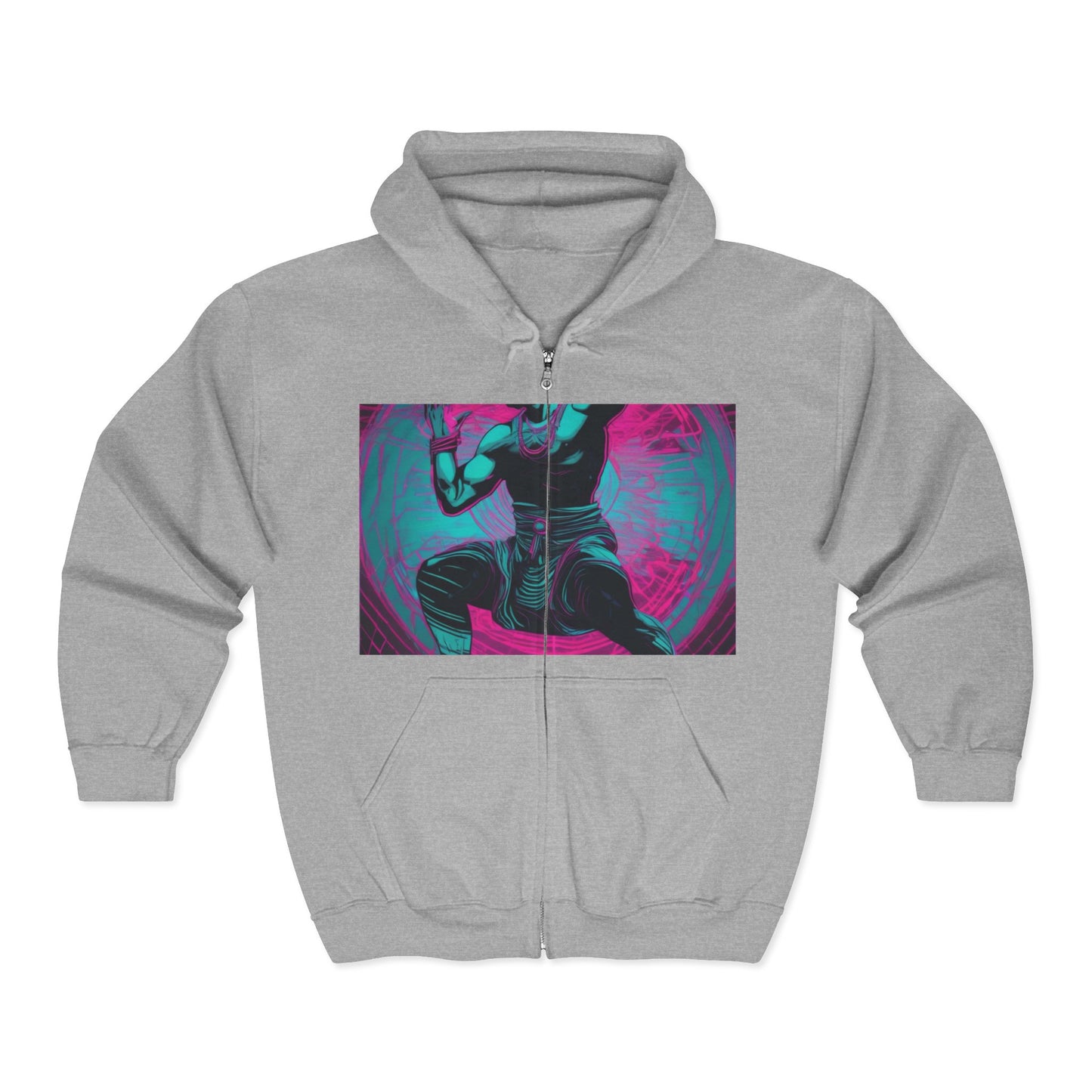 boostlete-rise-grind-scene-yogi-motion-line-art-0240 — Unisex Heavy Blend Full-Zip Hooded Sweatshirt