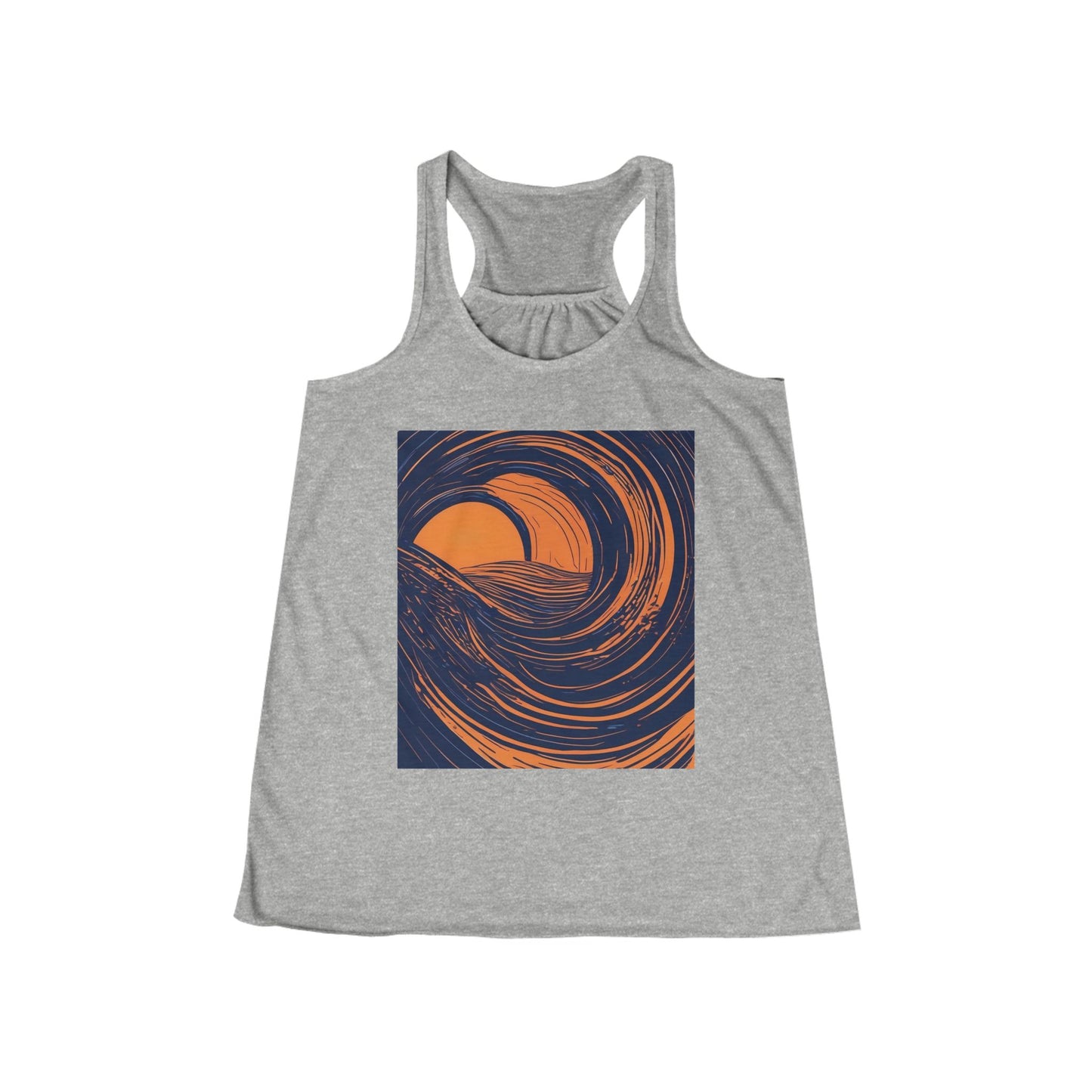 boostlete-rise-grind-icon-sunrise-speed-line-art-0202 — Women's Flowy Racerback Tank (B+C 8800)