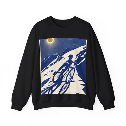 boostlete-am-crew-scene-cyclist-offset-bold-0008 — Unisex Heavy Blend Crewneck Sweatshirt (Gildan)