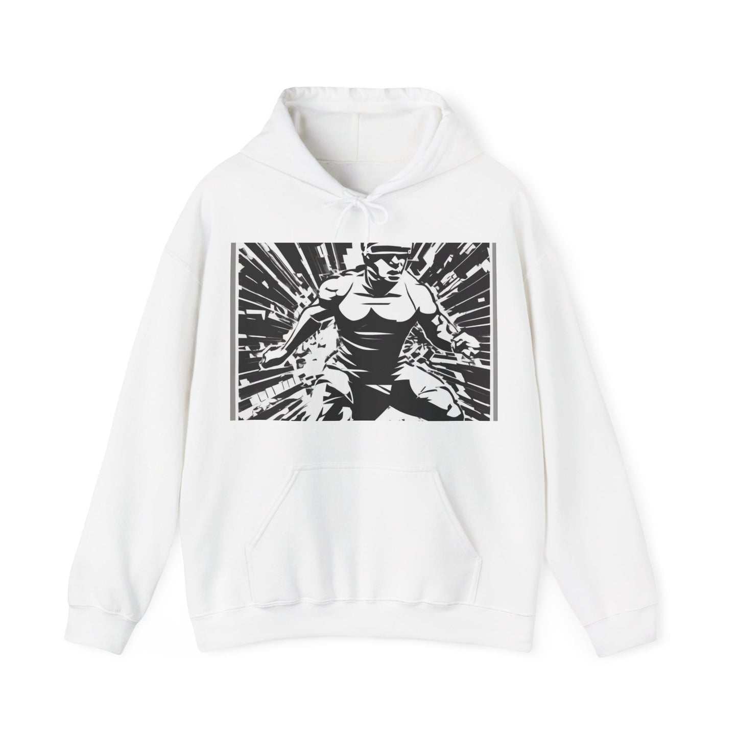boostlete-field-day-scene-sprinter-halftone-bold-0148 — Unisex Heavy Blend Hooded Sweatshirt (Gildan)