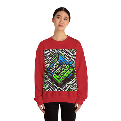 boostlete-am-crew-type-stronger-signals-diagonal-badge-1077 — Unisex Heavy Blend Crewneck (G18000)