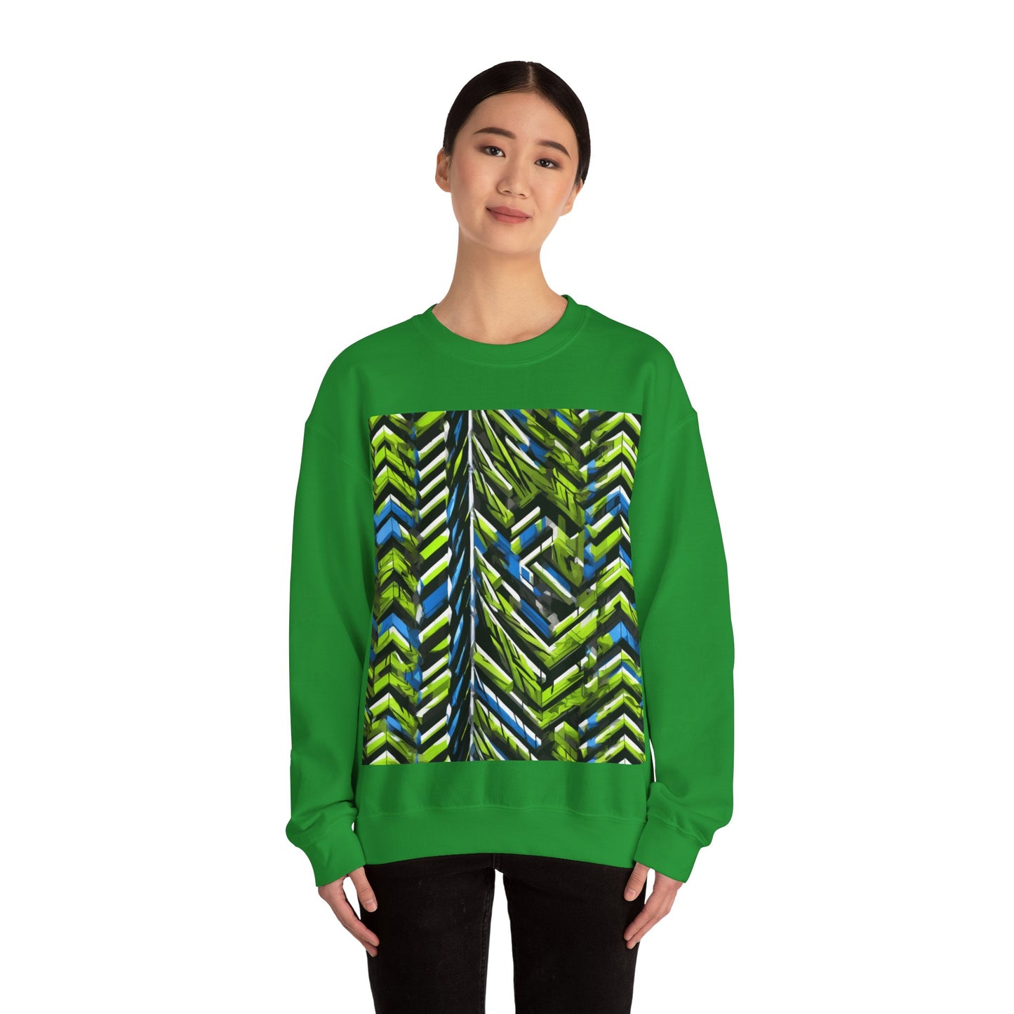 boostlete-rise-grind-pattern-chevron-isometric-0195 — Unisex Heavy Blend Crewneck Sweatshirt (Gildan)