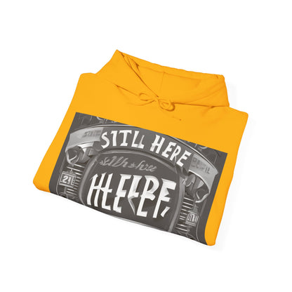 boostlete-recovery-progress-type-still-here-banner-paper-0201 — Unisex Heavy Blend Hooded Sweatshirt (Gildan)