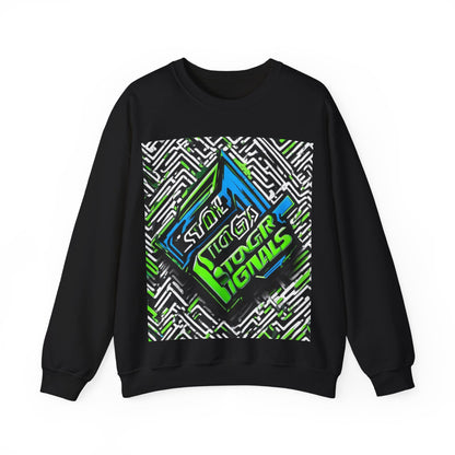 boostlete-am-crew-type-stronger-signals-diagonal-badge-1077 — Unisex Heavy Blend Crewneck (G18000)