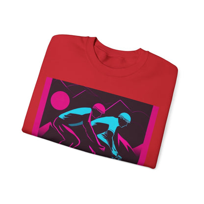 boostlete-rise-grind-scene-cyclist-outline-vector-0868 — Unisex Heavy Blend Crewneck (G18000)