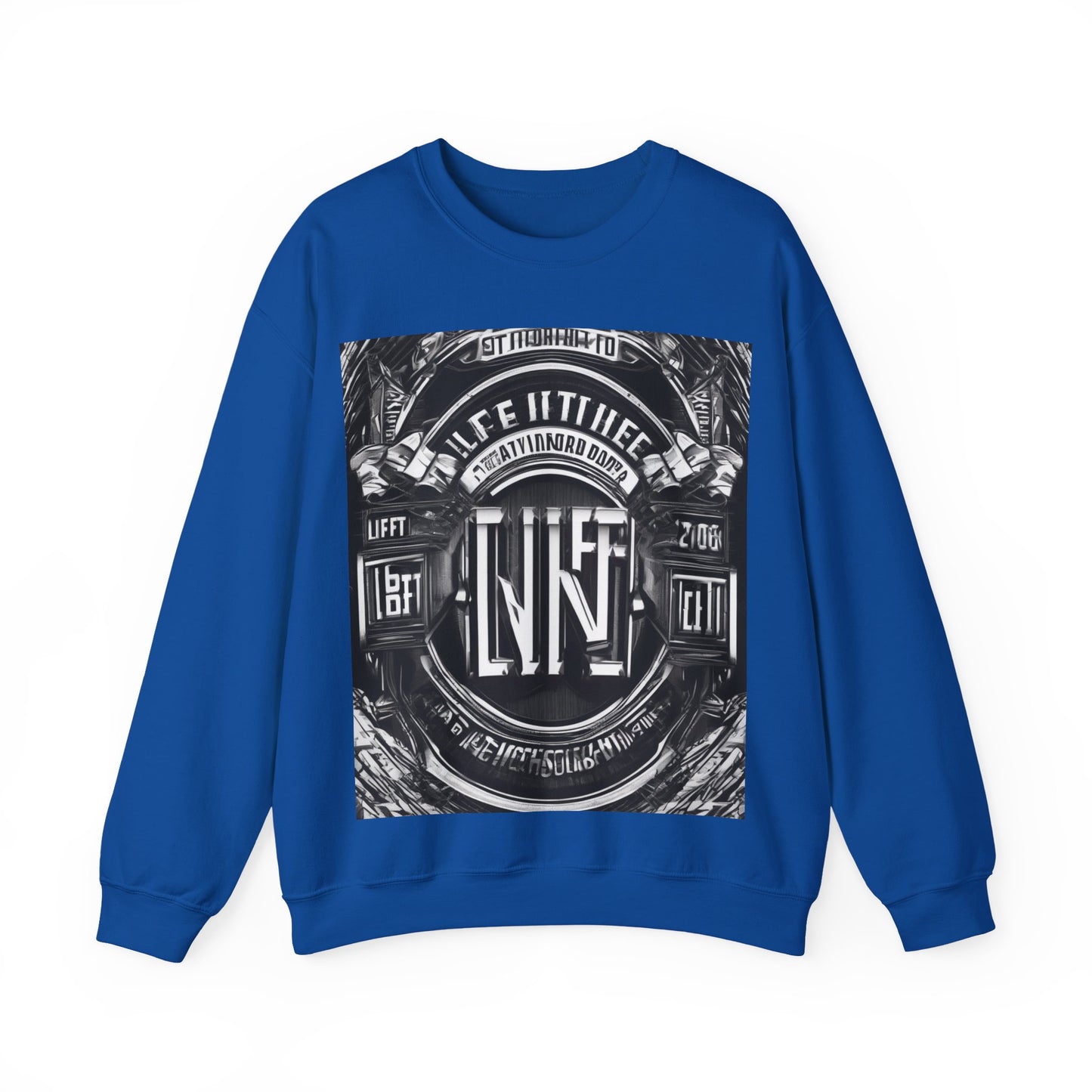 boostlete-am-crew-type-lift-the-standard-banner-engraved-0665 — Unisex Heavy Blend Crewneck (G18000)