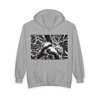 boostlete-boost-mode-scene-boxer-glitch-paper-0084 — Unisex Heavy Blend Full-Zip Hooded Sweatshirt