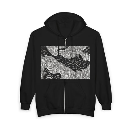 boostlete-field-day-pattern-topographic-line-art-0239 — Unisex Heavy Blend Full-Zip Hooded Sweatshirt