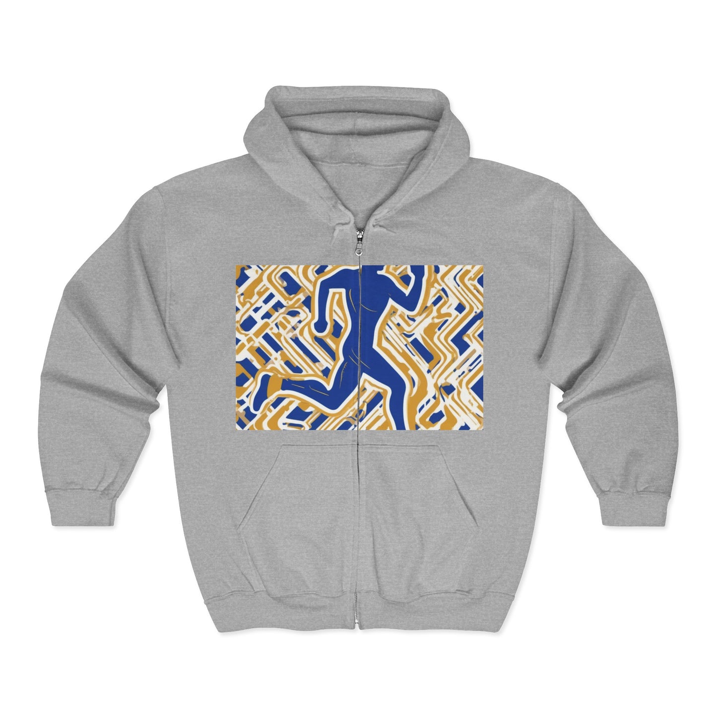 boostlete-pr-season-icon-runner-outline-industrial-0170 — Unisex Heavy Blend Full-Zip Hooded Sweatshirt