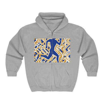 boostlete-pr-season-icon-runner-outline-industrial-0170 — Unisex Heavy Blend Full-Zip Hooded Sweatshirt