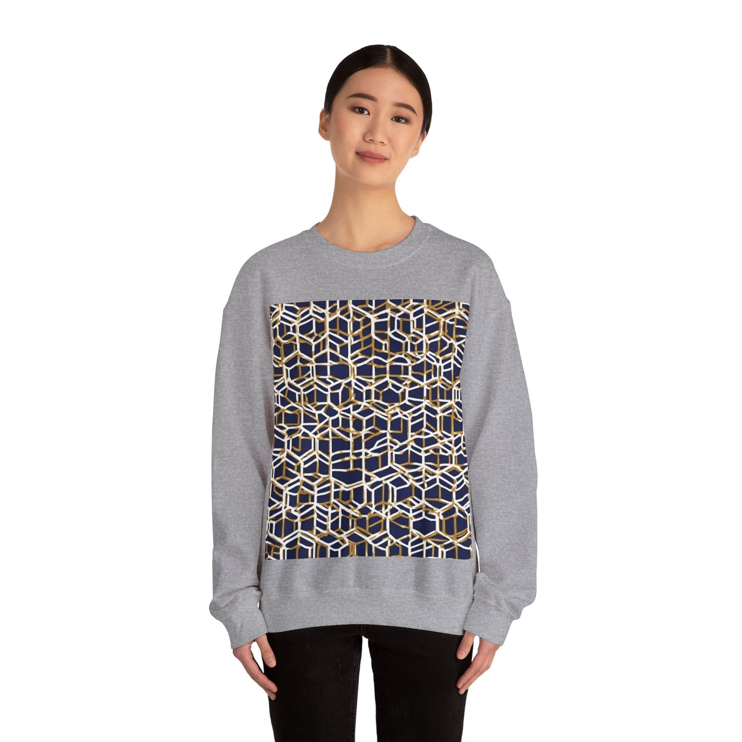 boostlete-am-crew-pattern-hex-industrial-0131 — Unisex Heavy Blend Crewneck Sweatshirt (Gildan)