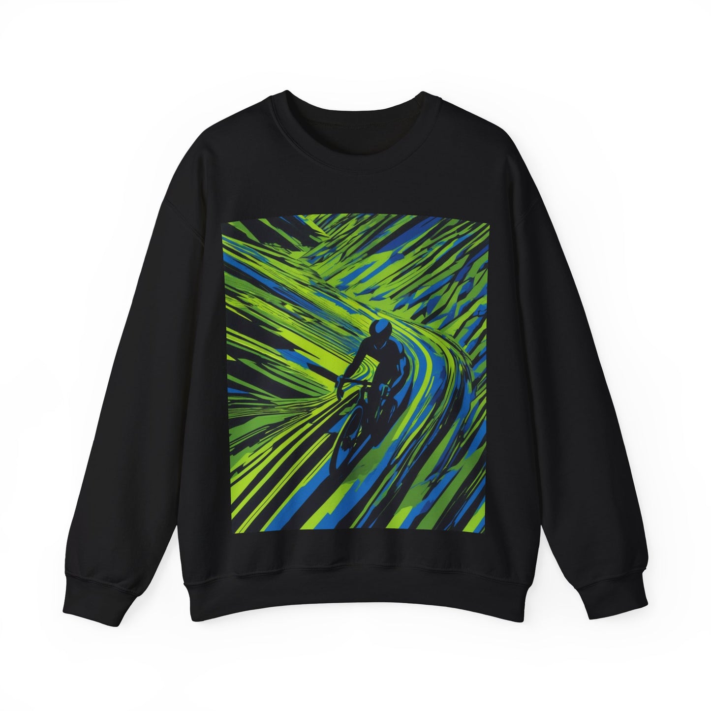 boostlete-am-crew-scene-cyclist-speed-isometric-0064 — Unisex Heavy Blend Crewneck Sweatshirt (Gildan)