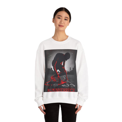 boostlete-mile-by-mile-scene-runner-grainy-bold-0168 — Unisex Heavy Blend Crewneck Sweatshirt (Gildan)