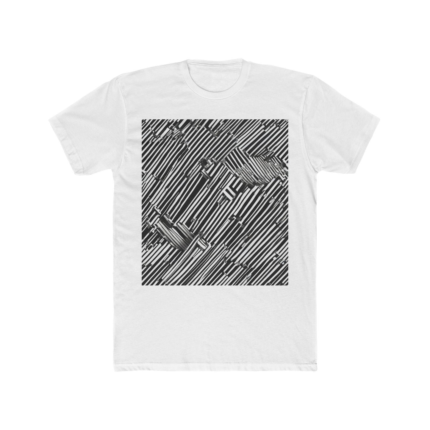 boostlete-mile-by-mile-pattern-barcode-monoline-0059 — Unisex Cotton Crew Tee (NL 3600)