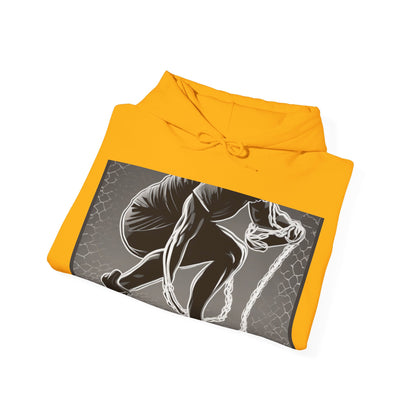 boostlete-recovery-progress-scene-runner-halftone-engraved-0068 — Unisex Heavy Blend Hooded Sweatshirt (Gildan)