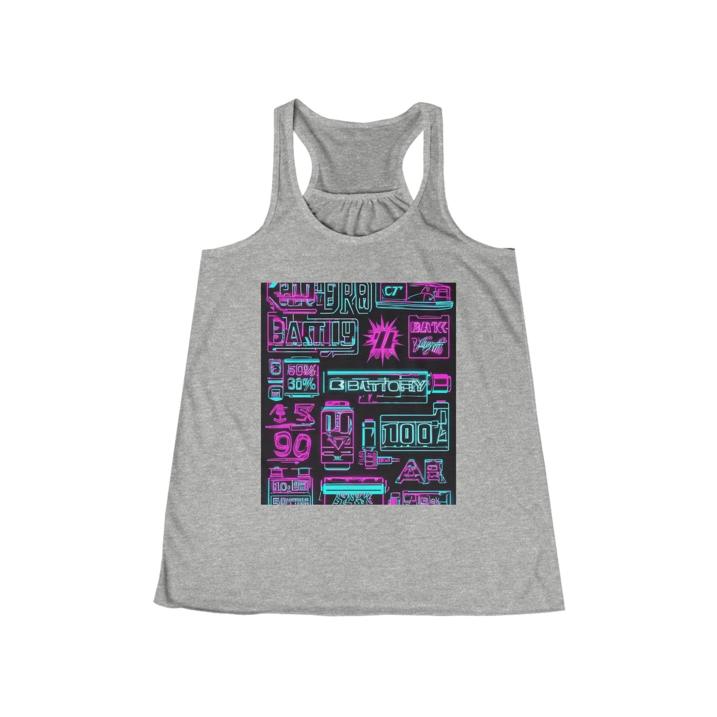 boostlete-rise-grind-type-battery-100-effort-split-blueprint-0205 — Women's Flowy Racerback Tank (B+C 8800)