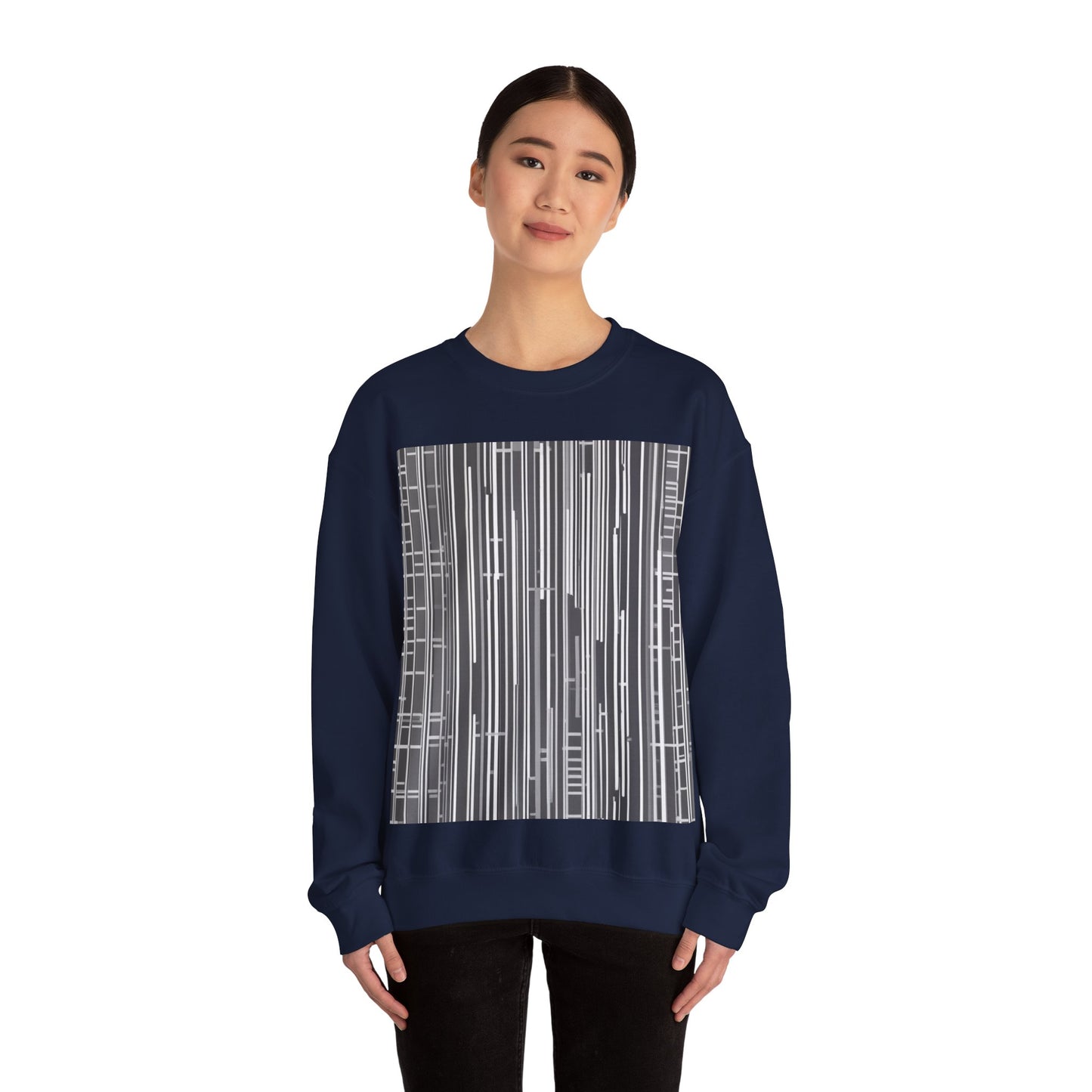 boostlete-boost-mode-pattern-barcode-blueprint-0463 — Unisex Heavy Blend Crewneck (G18000)