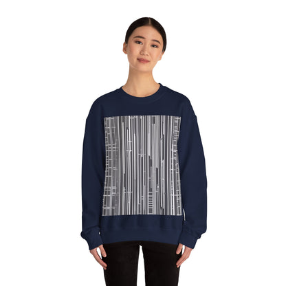boostlete-boost-mode-pattern-barcode-blueprint-0463 — Unisex Heavy Blend Crewneck (G18000)