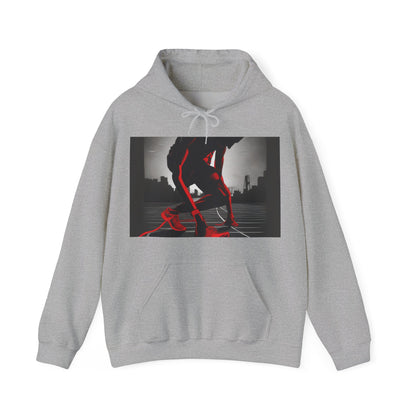 boostlete-mile-by-mile-scene-runner-grainy-bold-0168 — Unisex Heavy Blend Hooded Sweatshirt (Gildan)