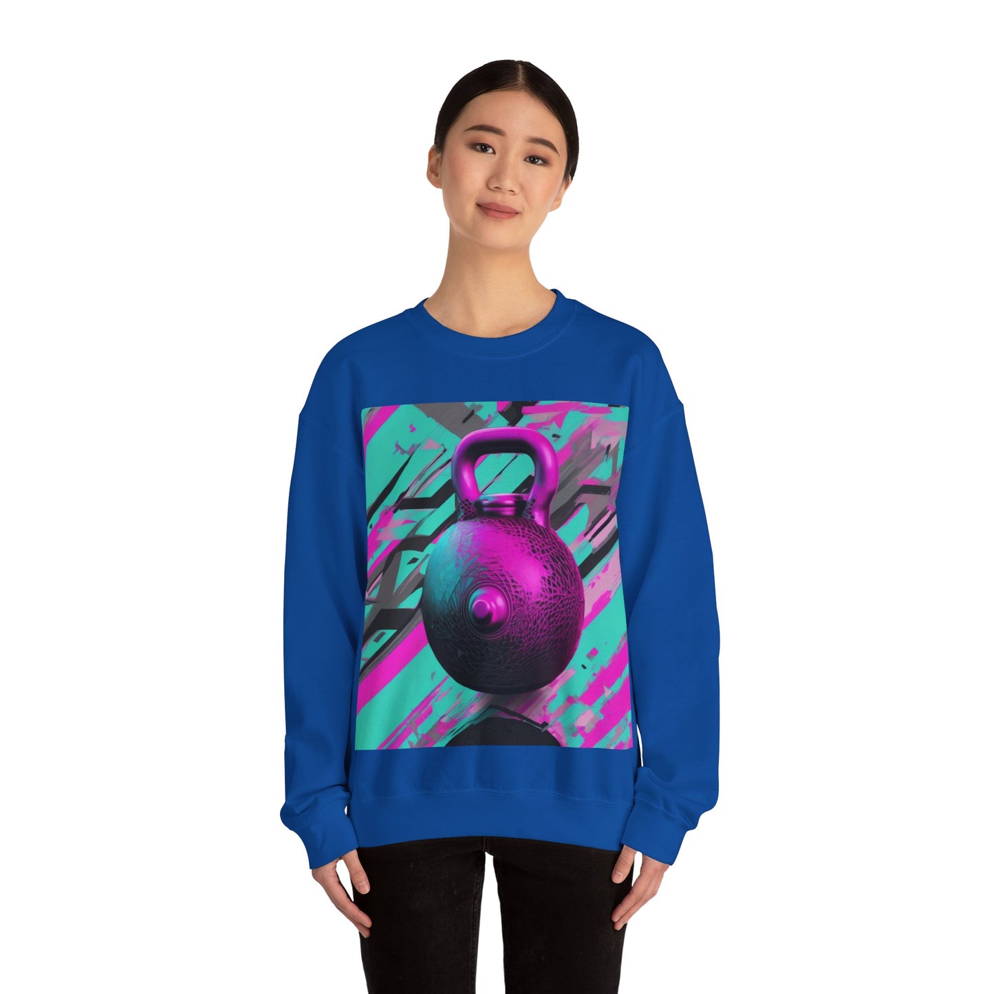 boostlete-mile-by-mile-scene-kettlebell-3d-monoline-1364 — Unisex Heavy Blend Crewneck (G18000)