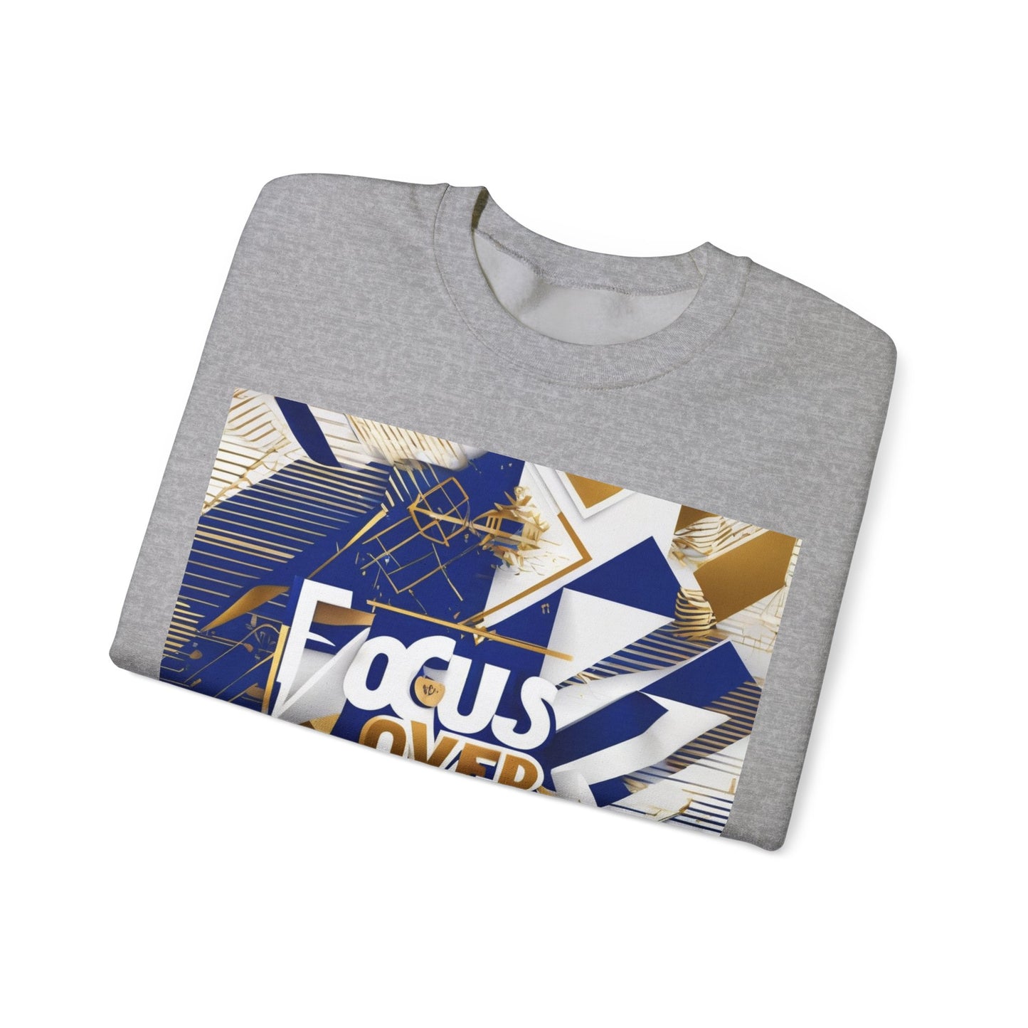 boostlete-am-crew-type-focus-over-feelings-banner-geometric-0169 — Unisex Heavy Blend Crewneck Sweatshirt (Gildan)
