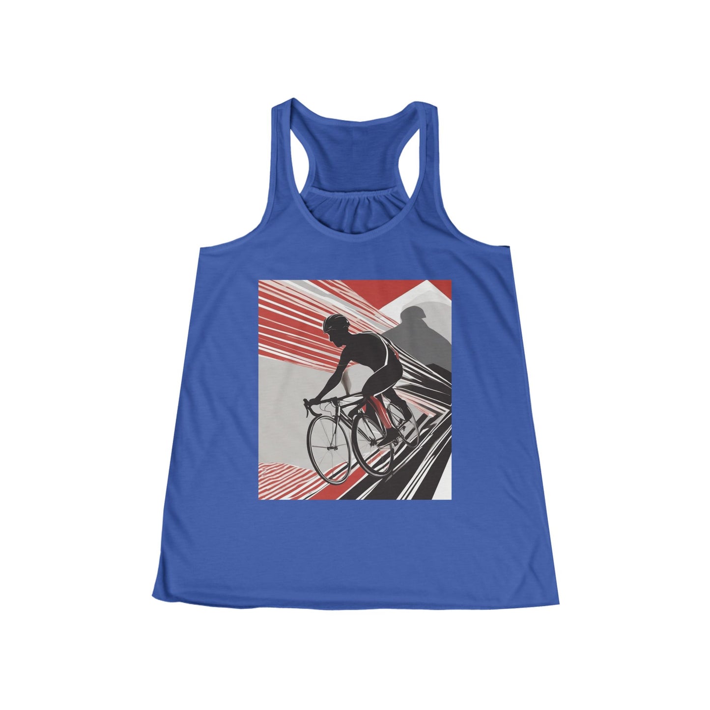 boostlete-boost-mode-scene-cyclist-speed-geometric-0208 — Women's Flowy Racerback Tank (B+C 8800)
