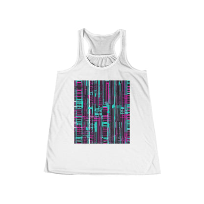 boostlete-field-day-pattern-barcode-retro-0275 — Women's Flowy Racerback Tank (B+C 8800)
