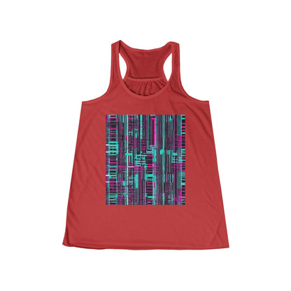 boostlete-field-day-pattern-barcode-retro-0275 — Women's Flowy Racerback Tank (B+C 8800)