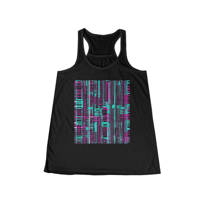 boostlete-field-day-pattern-barcode-retro-0275 — Women's Flowy Racerback Tank (B+C 8800)