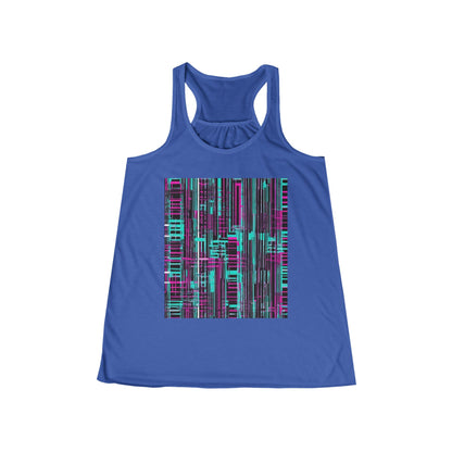 boostlete-field-day-pattern-barcode-retro-0275 — Women's Flowy Racerback Tank (B+C 8800)