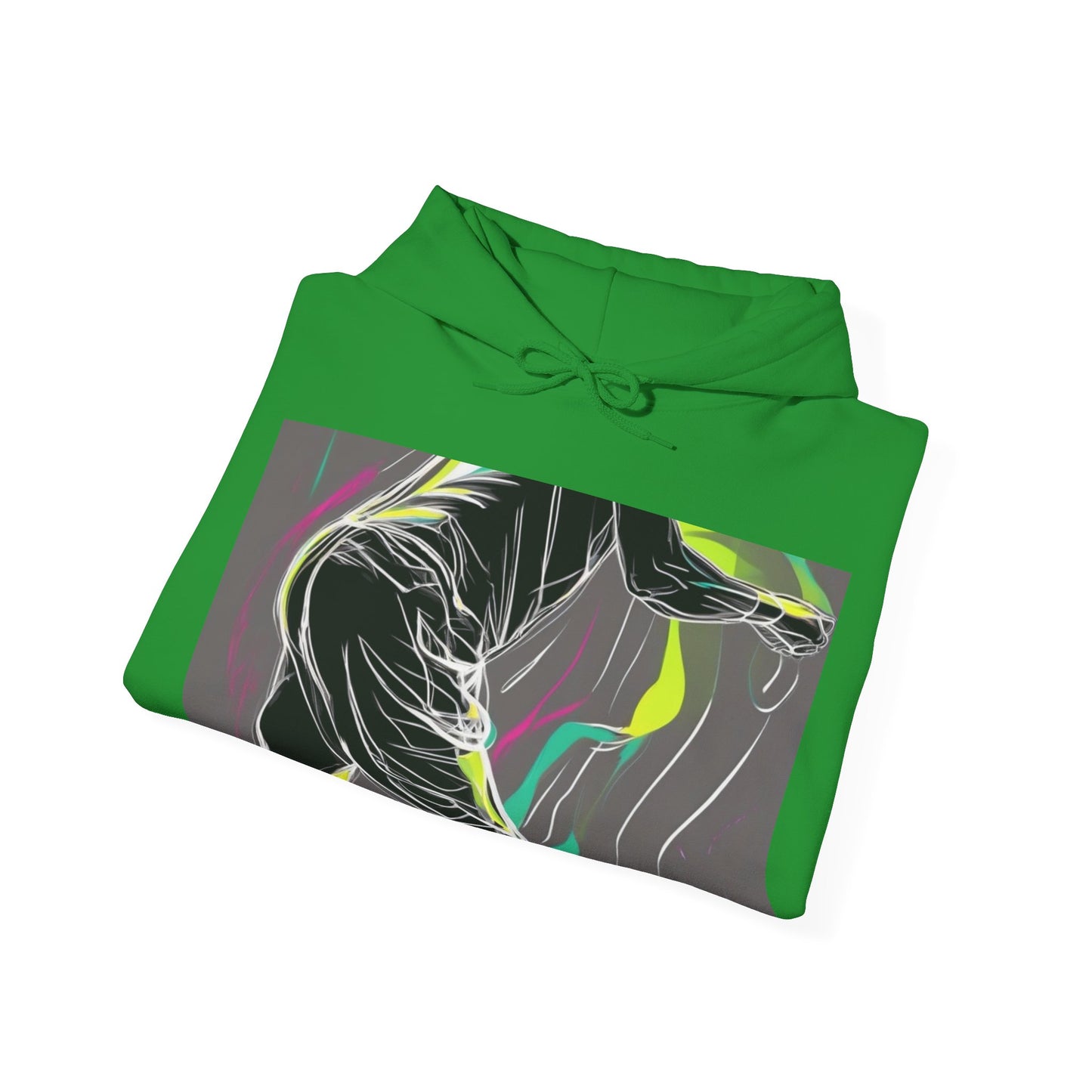 boostlete-iron-intent-scene-athlete-neon-monoline-0140 — Unisex Heavy Blend Hooded Sweatshirt (Gildan)