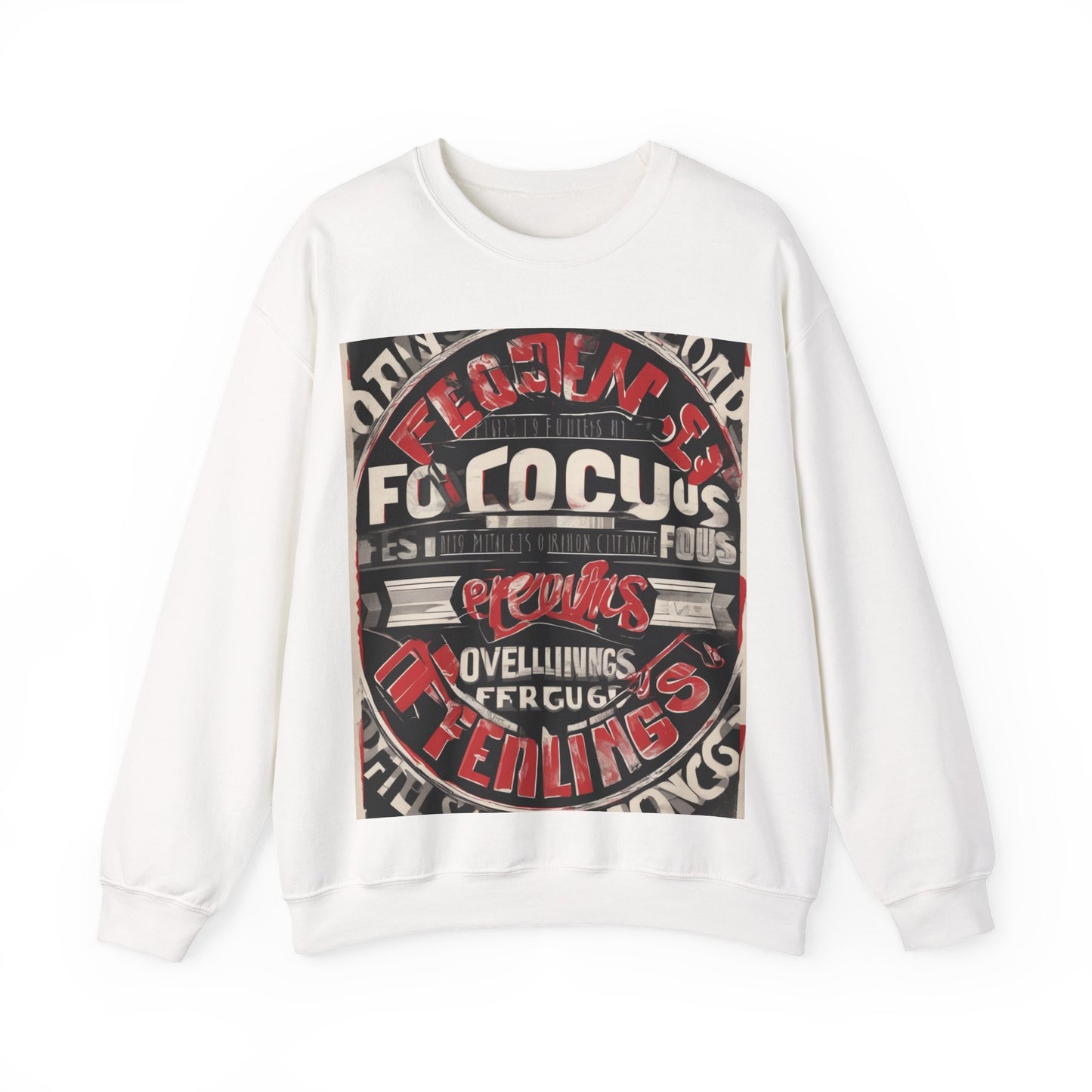 boostlete-mile-by-mile-type-focus-over-feelings-split-retro-0841 — Unisex Heavy Blend Crewneck (G18000)