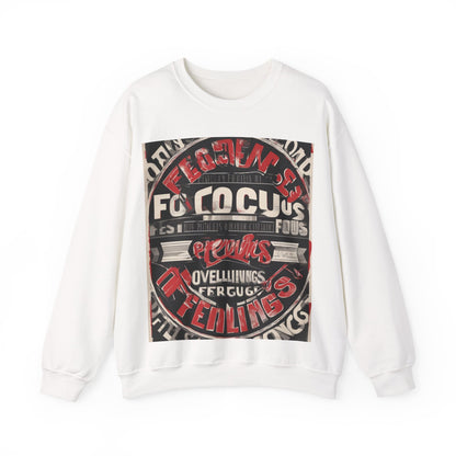 boostlete-mile-by-mile-type-focus-over-feelings-split-retro-0841 — Unisex Heavy Blend Crewneck (G18000)