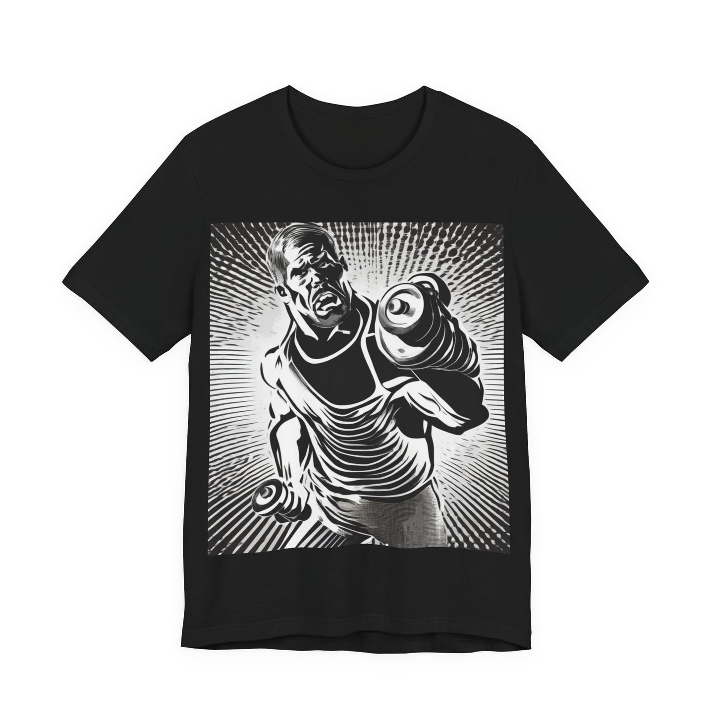 boostlete-pr-season-scene-lunge-halftone-engraved-0096 — Unisex Jersey Short Sleeve (B+C 3001)