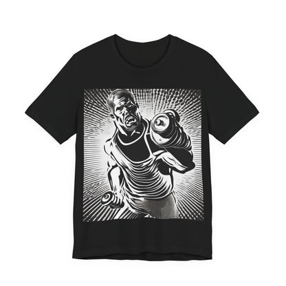 boostlete-pr-season-scene-lunge-halftone-engraved-0096 — Unisex Jersey Short Sleeve (B+C 3001)