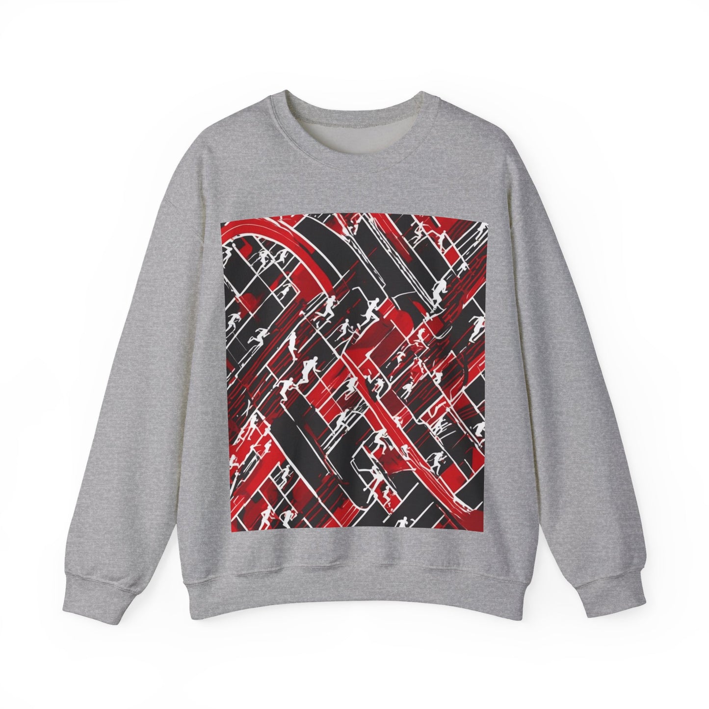 boostlete-pr-season-scene-marathoner-outline-modern-0124 — Unisex Heavy Blend Crewneck Sweatshirt (Gildan)