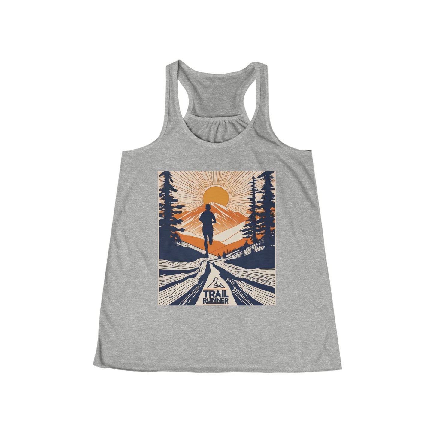 boostlete-iron-intent-scene-trail-glitch-badge-0100 — Women's Flowy Racerback Tank (B+C 8800)