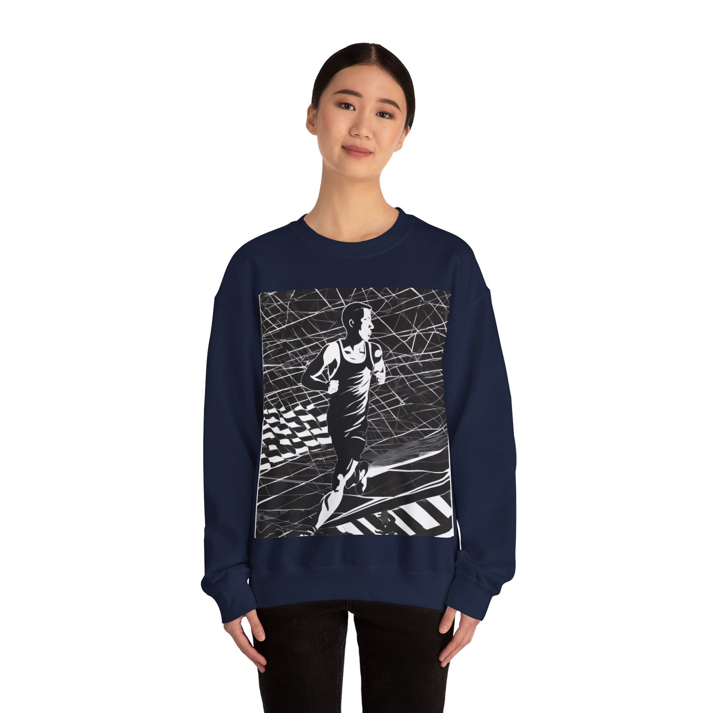 boostlete-headspace-scene-marathoner-speed-geometric-0816 — Unisex Heavy Blend Crewneck (G18000)