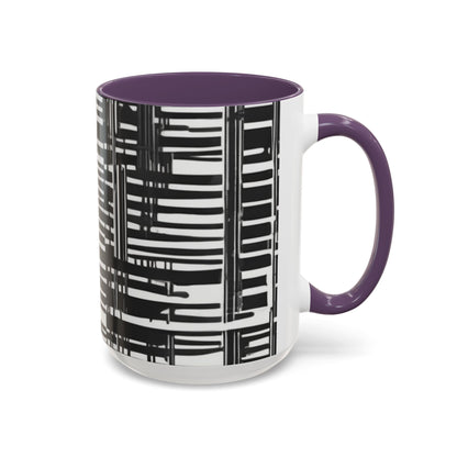boostlete-iron-intent-pattern-barcode-line-art-0599 — Accent Mug 11/15oz