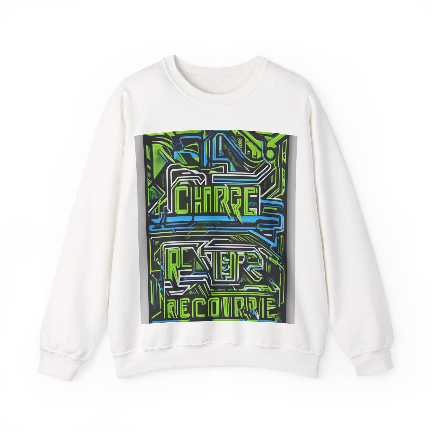 boostlete-pr-season-type-charge-train-recover-outline-over-solid-geometric-0129 — Unisex Heavy Blend Crewneck Sweatshirt (Gildan)