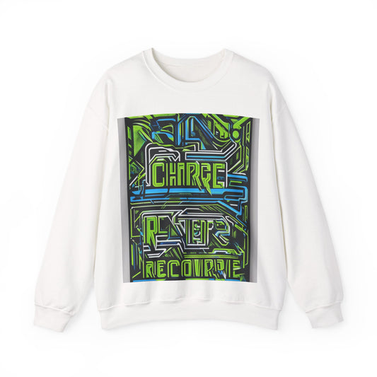 boostlete-pr-season-type-charge-train-recover-outline-over-solid-geometric-0129 — Unisex Heavy Blend Crewneck Sweatshirt (Gildan)