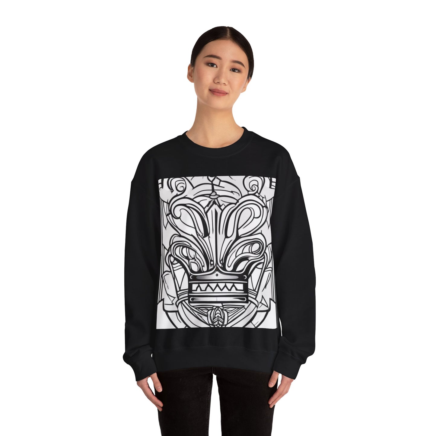 boostlete-boost-mode-icon-crown-offset-line-art-0190 — Unisex Heavy Blend Crewneck Sweatshirt (Gildan)