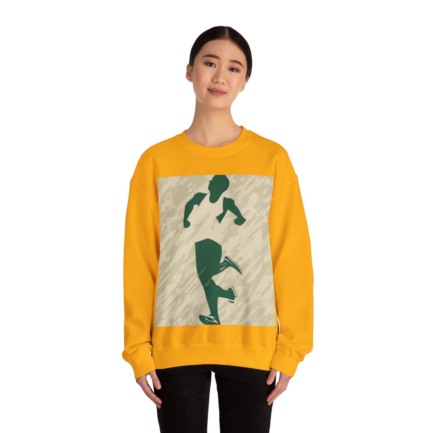 boostlete-am-crew-icon-runner-grainy-blueprint-0134 — Unisex Heavy Blend Crewneck Sweatshirt (Gildan)