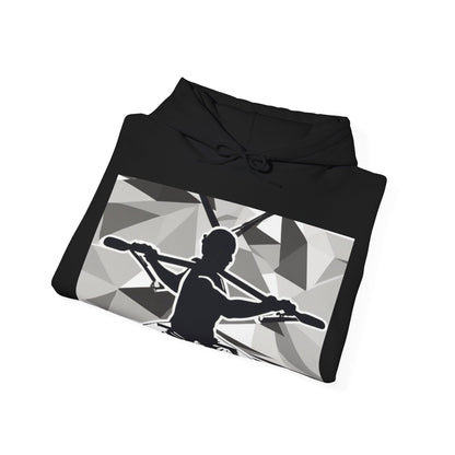 boostlete-am-crew-scene-rower-outline-geometric-0060 — Unisex Heavy Blend Hooded Sweatshirt (Gildan)