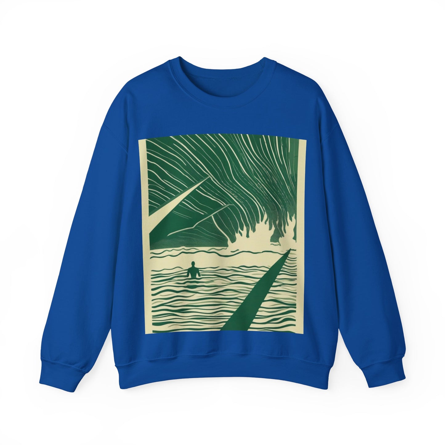 boostlete-mile-by-mile-icon-swimmer-motion-isometric-0078 — Unisex Heavy Blend Crewneck Sweatshirt (Gildan)