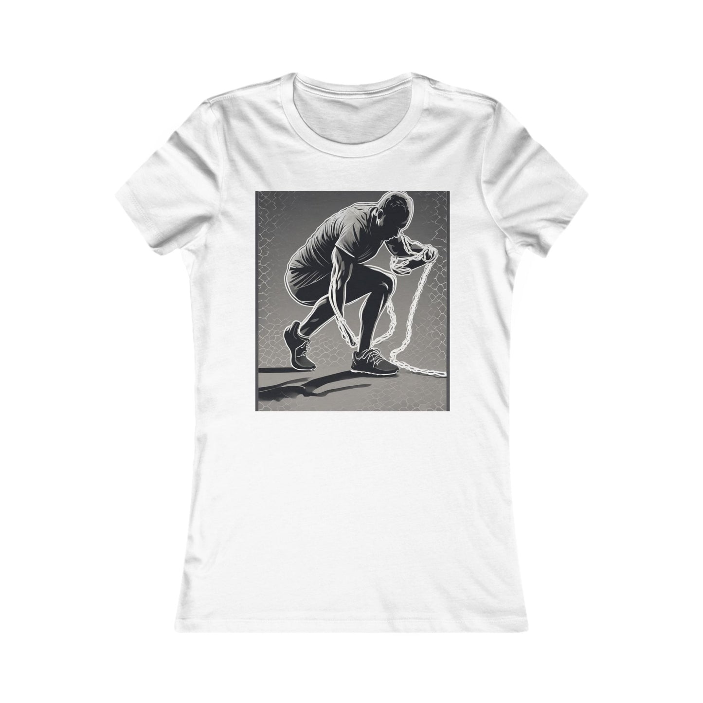 boostlete-recovery-progress-scene-runner-halftone-engraved-0068 — Women's Favorite Tee (B+C 6004)