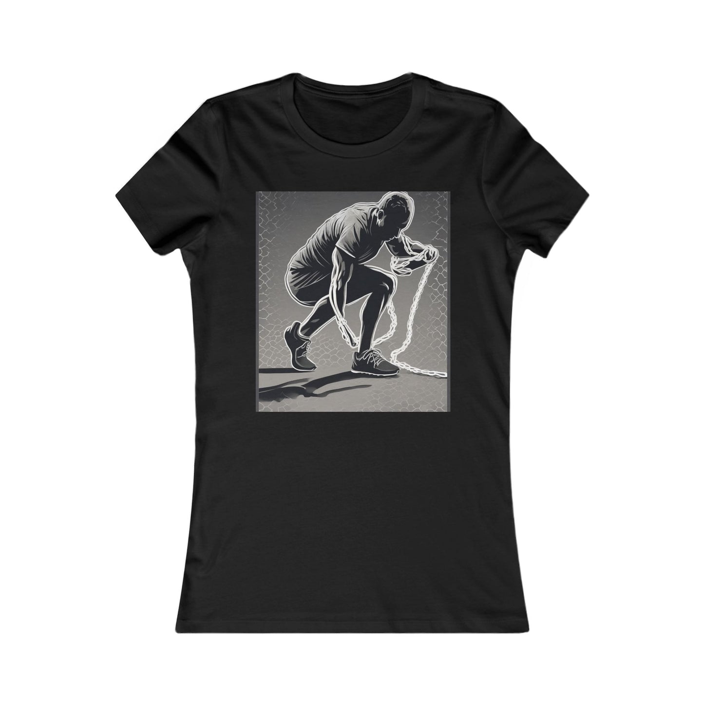 boostlete-recovery-progress-scene-runner-halftone-engraved-0068 — Women's Favorite Tee (B+C 6004)